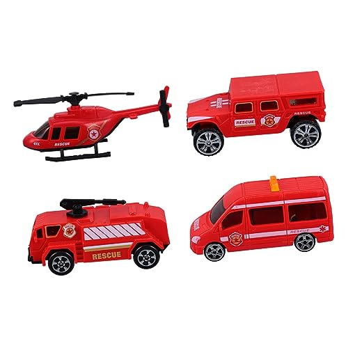 Kisangel 4Stücke Teiliges Feuerwehrspielzeug Aus Langlebigem Für Entwicklungsförderndes Auto Modellspielzeug Für Kreatives Und Hand Auge Koordination Sicher von Kisangel