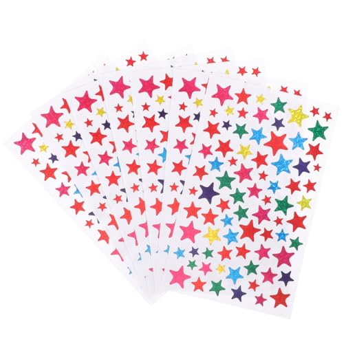 Kisangel 5 Bögen Stern Belohnungsaufkleber Stern Aufkleber Großpackung Aufkleber Dekorationsaufkleber Für Kinderaufkleber Stern Aufkleber Für Sterne Aufkleber PVC Bunt von Kisangel