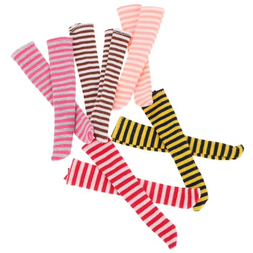 Kisangel 5 Paare Miniatur Puppensocken für Puppen Lange Strümpfe für Rollenspiele Buntes Zubehör für Puppenkleidung für Puppenhäuser und DIY Outfits von Kisangel