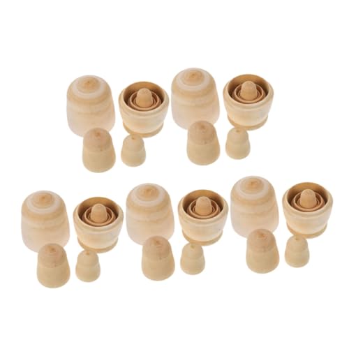 Kisangel 5 Sätze Blanko Russische Holzpuppen DIY Set Lagige Unbemalte Nistpuppen aus Naturholz Glatte Oberfläche Sicher für Kreatives Basteln und Heimdekoration von Kisangel