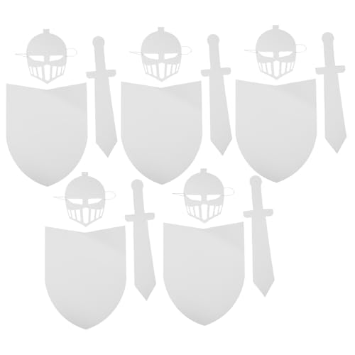 Kisangel 5 Sätze DIY Karton Kostüm Zubehör Ritter Schild Maske Leicht Griffbar Ergonomisch Kreativ Party Bastelset für Halloween Rollenspiel Familienaktivitäten von Kisangel