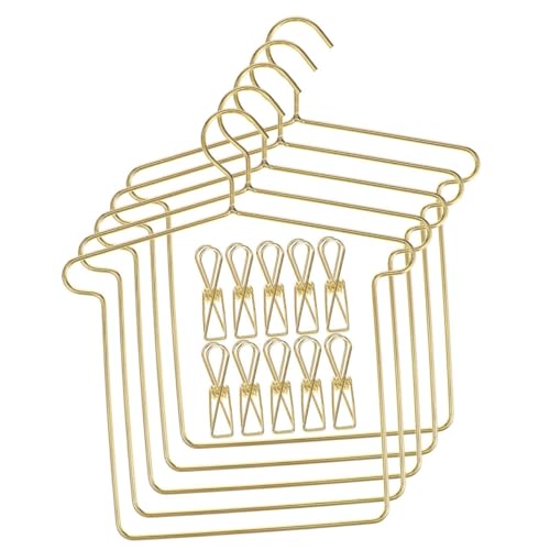 Kisangel 5 Sätze Mini Puppen Kleiderbügel aus Stilvolle Hosen und Kleid Aufhänger mit Clips für Aufbewahrung von Puppenoutfits für Miniatur Puppenhäuser von Kisangel