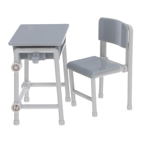 Kisangel 5 Sätze Miniatur Schulmöbel Set mit Realistischen Miniatur Tischen und Stühlen aus Kunststoff für Puppenhaus Klassenzimmer Dekoration Lernspielzeug von Kisangel