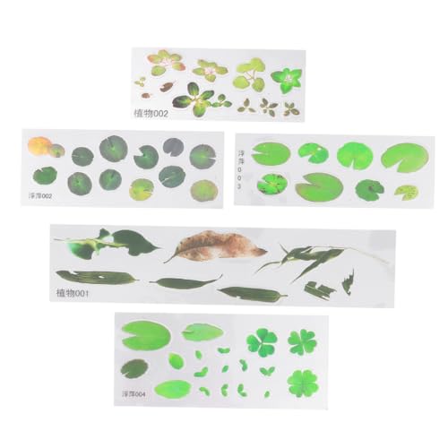 Kisangel 5 Stck Teiliges Simulation Epoxidharz Sticker mit Entengrütze und Pflanzenmotiven Selbstklebend Glänzend für DIY Bastelprojekte Glatten Oberflächen von Kisangel