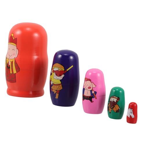 Kisangel 5 Stück Russische Nesting Dolls Holzspielzeug Kit Märchenfiguren Für Das Lernen Von Kindern von Kisangel