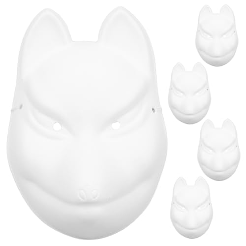 Kisangel 5 Stück DIY Papier Masken Fuchsform Bastelset Weiße Tiermasken zum Bemalen für Party Halloween Kostümspaß Kisangel 5 Stück DIY Papier Masken Fuchsform Bastelset Weiße Tiermasken zum Bemalen für Party Halloween Kostümspaß von Kisangel