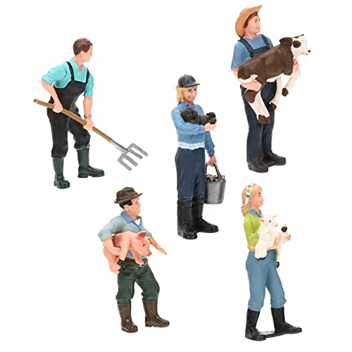 Kisangel 5 Stück Farmmodellspielzeug Miniatur-Bauernfigur Bauernhof Figur Bauernfiguren Bauernminiatur Bauernhof Farmspielzeug für Bauernspielzeug Harz von Kisangel