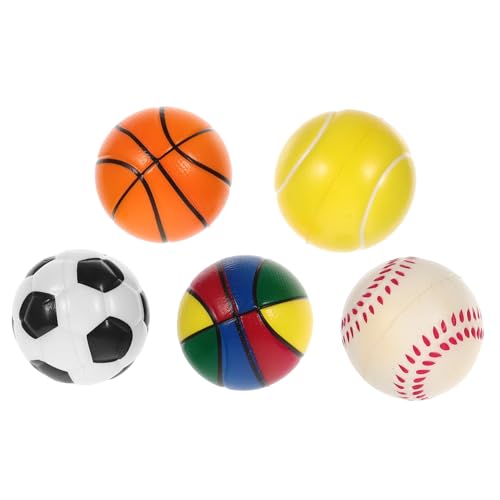 Kisangel 5 Stück Hüpfender Ball für kinderspielzeug spielsachen Spielzeugset Kid Toys Fußball-Stressball-Masse Sportbälle Party Goodies geschäumte Kugeln PU-Schwamm von Kisangel