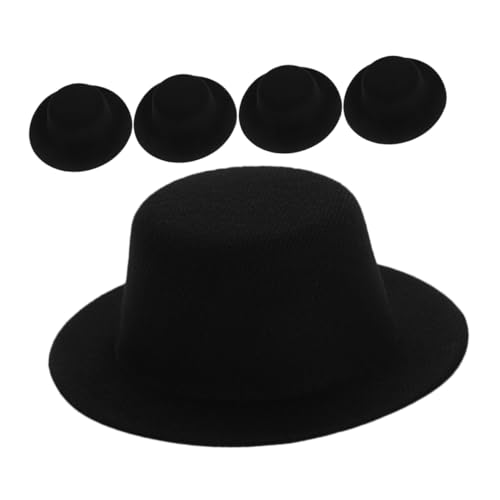 Kisangel 5 Stück Kleines Strohhutspielzeug Bastelhut exquisites Hutdekor kleines Hutornament Mini-Hut-DIY-Requisite dekorativer DIY-Hut Kleiner Hut DIY-Bastelmützen-Requisite gefühlt Black von Kisangel