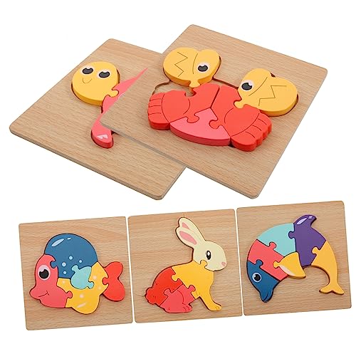 Kisangel 5 Stück Kognitives für die frühe Bildung Lernspielzeug für Kleinkinder Spielspielzeug für Kleinkinder Holzpuzzle für Puzzle-Bauwürfel Kleinkind-Puzzle hölzern von Kisangel