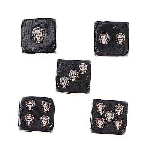 Kisangel 5stücke Skull Dice Kreative Würfel Mit Totenkopf-Design Für Spiele Partys Und Dekoration Schwarz von Kisangel