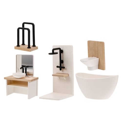 Kisangel 5 Stück Maßstab Realistische Puppenhaus Badezimmer Ausstattung mit Badewanne Toilette Waschbecken Duschkabine und Handtuchhalter Platzsparend für Puppenhaus Spiel Kisangel 5 Stück Maßstab Realistische Puppenhaus Badezimmer Ausstattung mit Badewanne Toilette Waschbecken Duschkabine und Handtuchhalter Platzsparend für Puppenhaus Spiel von Kisangel