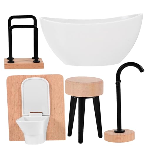 Kisangel 5 Stück Maßstab Stabile Miniatur Möbel aus Sicherem Material Realistische Toilette Badewanne Waschbecken und Handtuchhalter für Puppenhaus Dekoration und Spielspaß Kisangel 5 Stück Maßstab Stabile Miniatur Möbel aus Sicherem Material Realistische Toilette Badewanne Waschbecken und Handtuchhalter für Puppenhaus Dekoration und Spielspaß von Kisangel