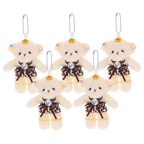 Kisangel 5 Stück Mini Schlüsselanhänger Süße Mini Plüschtiere mit Hängeschlaufen Dekorative Bär Figuren für Handtaschen Koffer Hochzeiten und von Kisangel