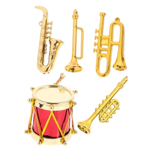 Kisangel 5 Stück Miniatur-Musikinstrumente Miniatur-Musical Mini-Instrumente mini Instrumente musikspielzeug Mini-Trompete für Altsaxophon Mini- -Layout-Schmuck Plastik Golden von Kisangel