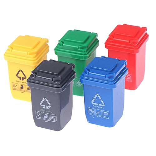 Kisangel 5 Stück Müllsortierspiel Mülleimer Figur Puppenhaus Mini Mülleimer Mülleimer Dekorativer Mülleimer Mülleimer Miniatur Szenenmodell Miniaturen Müll Kleines Modell von Kisangel