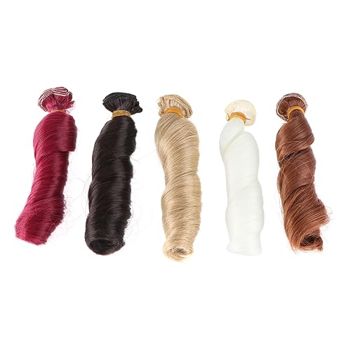 Kisangel 5 Stück Perücke Dekoration lockig Weiße Perücke Puppe DIY perücke Haar Puppe Perücke von Kisangel