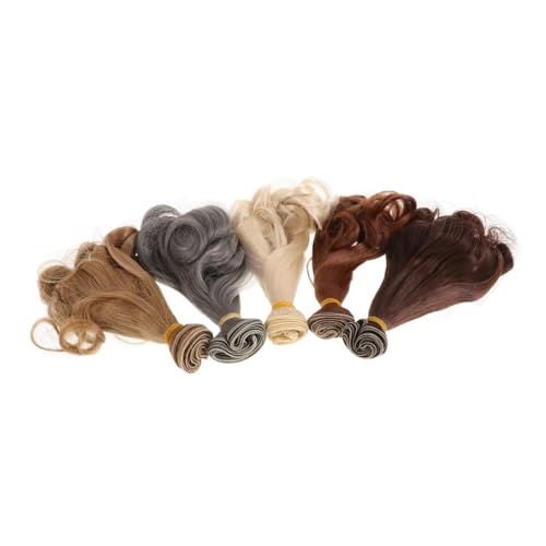 Kisangel 5 Stück Perücken Für Puppen Bastelpuppenhaar Puppenhaartressen Puppenperücke Bjd Puppen Männerhaar Für Puppen Lockiges Puppenhaar Bjd Perücke Hochtemperaturdraht von Kisangel