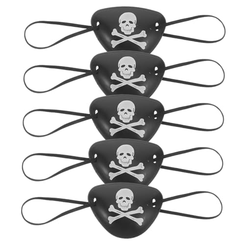 Kisangel 5 Stück Piraten Augenklappe Schwarz für Erwachsene Halloween Karneval Party Maskerade Kostüm Zubehör Leichte Bequeme Piraten Augenmaske für Fasching Cosplay Fest von Kisangel