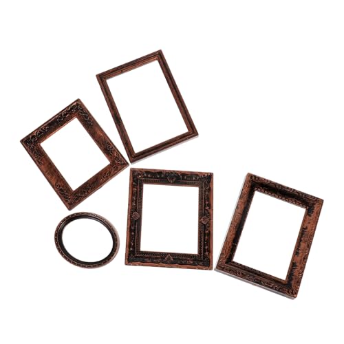 Kisangel 5 Stück Puppenhaus Mini Fotorahmen Verzierter Miniaturrahmen Miniatur Bilderrahmen Puppenhaus Bildkunst Mini Fotorahmen von Kisangel