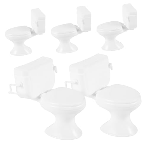 Kisangel 5 Stück Puppenhaus -toilettenzubehör Tu So, Als Würdest Du Toilette Kleines Toilettenspielzeug Mini-Toilette Sitz Mini- - Mini-töpfchen Weiß Abs von Kisangel
