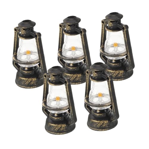 Kisangel 5 Stück Retro-petroleumlampe Miniatur-puppenhaus-landschaftslampe Mini-petroleumlampe Miniatur-puppenhauslichter Mini-puppenhauszubehör Puppenhaus-miniaturen Miniatursachen Plastik von Kisangel