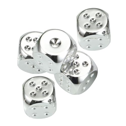 Kisangel 5 Stück Silberwürfel für Spiel Punktwürfel Kinderspielzeug Würfeldekor Würfel Lernwürfel Taschenstoffe Lernen Zubehör für Brettspiele Mathe-Spiele Metall von Kisangel