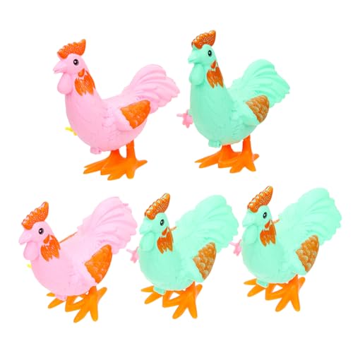 Kisangel 5 Stück Teiliges Aufziehspielzeug Hahn Interaktive Bunte Tierfiguren aus Robustem Kinderparty Geschenk für Jungen und Mädchen Fördert Hand Auge koordination und Zufällige Farbe von Kisangel