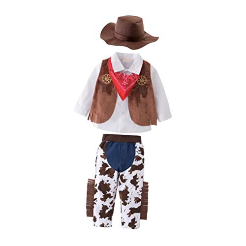 Kisangel 5 Stück Teiliges Cowboy Kostüm Set Western Westernkostüm mit Hemd Weste Hose Hut und Halstuch Rollenspiel Faschingskostüm für Jungen Monate Kisangel 5 Stück Teiliges Cowboy Kostüm Set Western Westernkostüm mit Hemd Weste Hose Hut und Halstuch Rollenspiel Faschingskostüm für Jungen Monate von Kisangel
