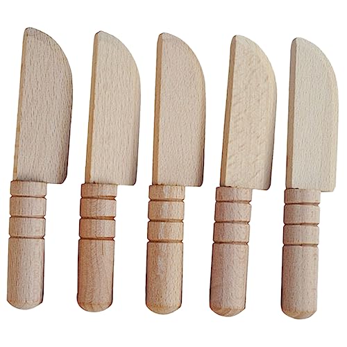 Kisangel 5 Stück Teiliges Holzspielmesser Set Kinderküche Lernspielzeug Realistisches DIY Küchenzubehör Puppenhaus Dekoration Jungen Montessori Gemüse Zubehör von Kisangel