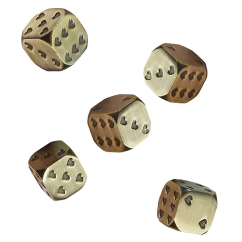 Kisangel 5 Stück Teiliges Metall Würfelset mit Herzmotiv Abgerundete Ecken Kompakte Glatte Oberfläche Wiederverwendbare Spielwürfel für Partyspiele und Brettspiele Leicht Tragbar von Kisangel