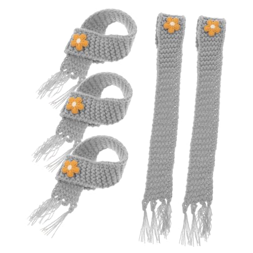 Kisangel 5 Stück Teiliges Mini Strickschal aus Garn Verstellbare Grauer Puppenschal für DIY Dekoration Puppenzubehör Party Favor für Mini Weinflaschen und Bastelprojekte von Kisangel