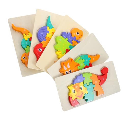 Kisangel 5 Stück Teiliges Montessori Holzpuzzle Dinosaurier Pädagogisch Lernspielzeug für Kleinkinder Ab Jahren Hand Auge Koordination Sensorisch Spielerisch von Kisangel