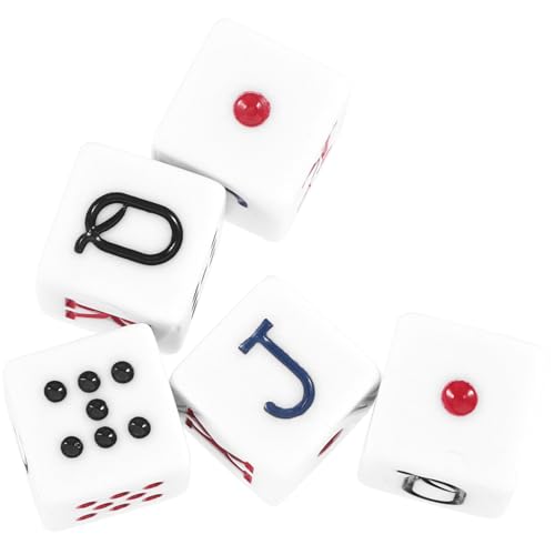 Kisangel 5 Stück Teiliges Pokerwürfelset Weiß mit Abgerundeten Ecken Leicht und Langlebig für Partyspiele Ktv Bars und Geburtstagsfeiern Wiederverwendbare Praktische Spielwürfel für von Kisangel