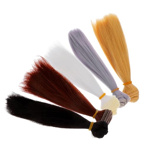 Kisangel 5 Stück Teiliges Puppenperücken Gerade Synthetikhaar Robustes Material Einfache Montage Vielseitig für DIY Puppenhaar Dekoration und Puppenherstellung Geeignet von Kisangel