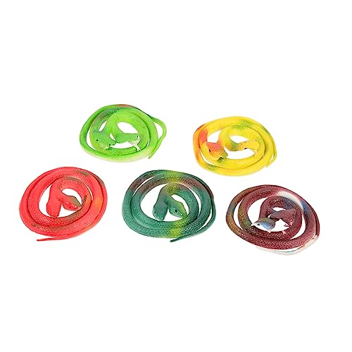 Kisangel 5 Stück Teiliges Realistische Gummischlangen Lebensechte Flexible Schlangenmodelle für Partystreiche und Halloween Farbenfrohe Detailreiche Fake Snake Figuren aus Hochwertigem von Kisangel