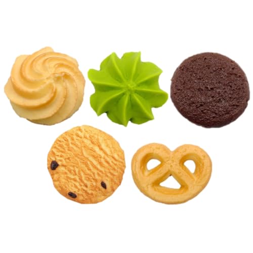 Kisangel 5 Stück Teiliges Realistische Künstliche Kekse Simulation Dessertmodelle Bunte Leichte Food Deko für Bäckerei Fotografie Requisiten Kindersichere Langlebige Ausstellungsstücke von Kisangel