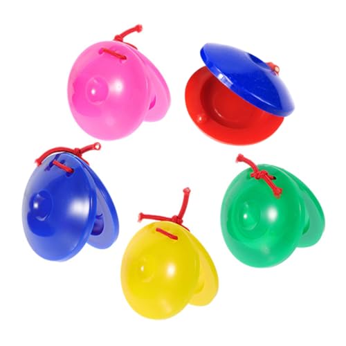 Kisangel 5 Stück Teiliges Rhythmische Spielzeuge Fingerkastagnetten aus Kunststoff Bunte Klatschspielzeuge für Musikinstrument für Musikunterricht und Rhythmusentwicklung von Kisangel