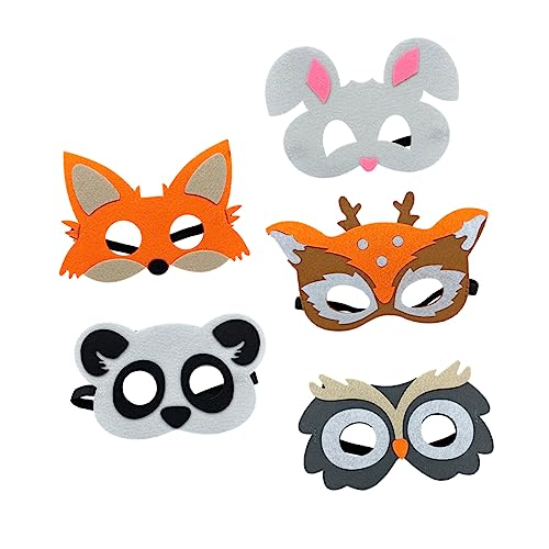 Kisangel 5 Stück Tiermasken aus Filz für Lustige Tiermasken für Kostümparty Karneval und Halloween Bunte für Kindergeburtstag und Fotorequisiten von Kisangel
