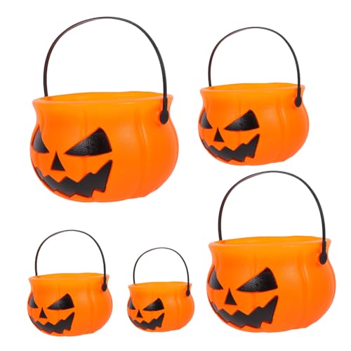 Kisangel 5 Teiliger Kürbiseimer Kürbisdekorationen Für Den Innenbereich Halloween Süßigkeiteneimer Dekoriert Große Halloween Süßigkeitenschale Trick Or Treat Korb Halloween Kürbis von Kisangel