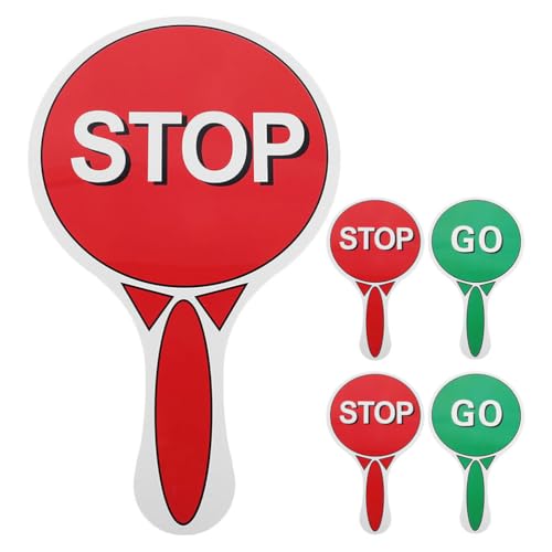 Kisangel 5-teilige Verkehrsschilder für Kinder: Doppelseitige Hand-Stoppsignale zum Unterrichten von Verkehrssicherheit – Handpaddel in Rot und Grün für Vorschul- und Grundschulklassen von Kisangel