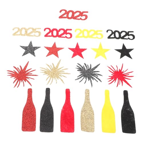 Kisangel 50 Stück 2025 Neujahrszentrum party zubehör Konfetti Partyzubehör Neujahr Tischschmuck Neujahr Partyschmuck Neujahr deko Weihnachtsglitter Pailletten zum Basteln gefühlt von Kisangel