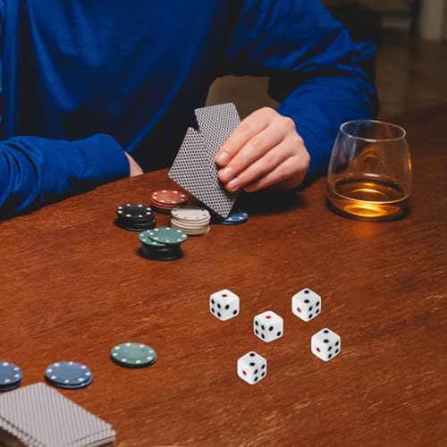 Kisangel 50 Stück Acryl Würfelspielwürfel mit Abgerundeten Ecken Rote Punkte Robuste Spielfiguren für Brettspiele Party und Heimgebrauch Leichte und Langlebige Spielwürfel von Kisangel