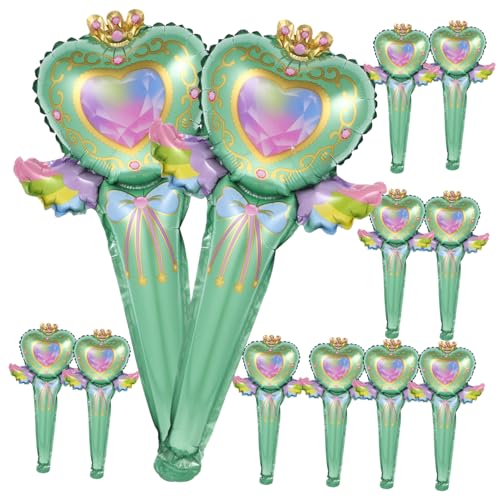 Kisangel 50 Stück Aufblasbarer Feenstab Ballondekorationen Heliumballons Party Gelb Halloween Stöcke Glücklich Multi Led Bunt Ballonstäbe Mit Bechern Aluminiumfolie Green von Kisangel