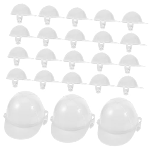 Kisangel 50 Stück Mini Bauhelme aus Kunststoff Kleine Puppenhelme als Party Deko DIY Zubehör und Haustier Schutzhelme Weiß Fein Gearbeitet Vielseitig für Basteln Miniatur und Haustier von Kisangel