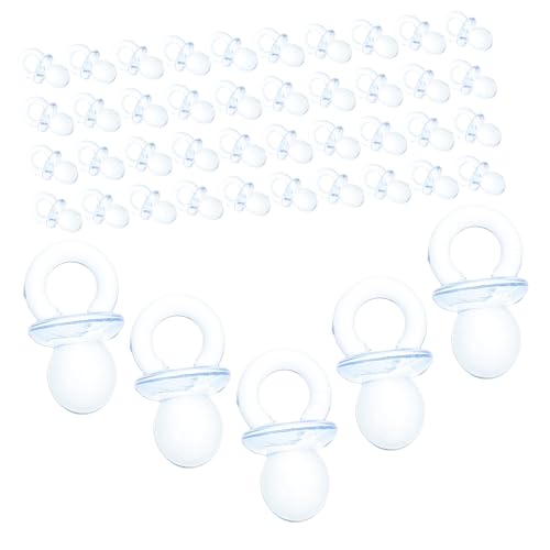Kisangel 50 Stück Mini Beruhigungssauger Shower Dekorationen Transparent Blau DIY Babyparty Zubehör für Junge Mädchen Tischdeko Shower Spiel Preise und Gastgeschenke von Kisangel