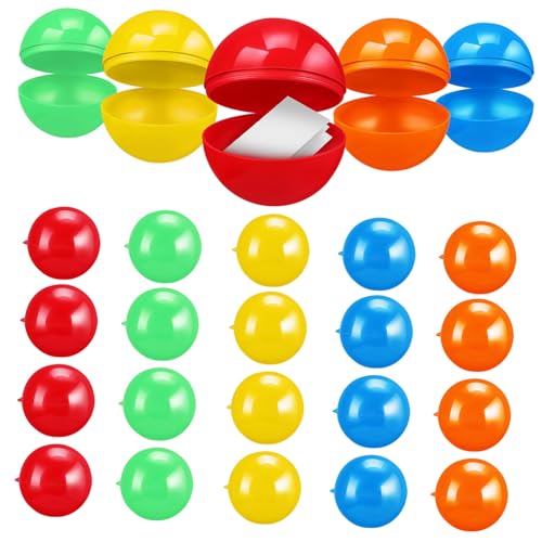 Kisangel 50 Stück Teiliges Hohl und Befüllbare Plastikkugeln Farben Langlebig und Leicht für Tombola Firmenfeiern Schulaktivitäten und Familienfeste von Kisangel