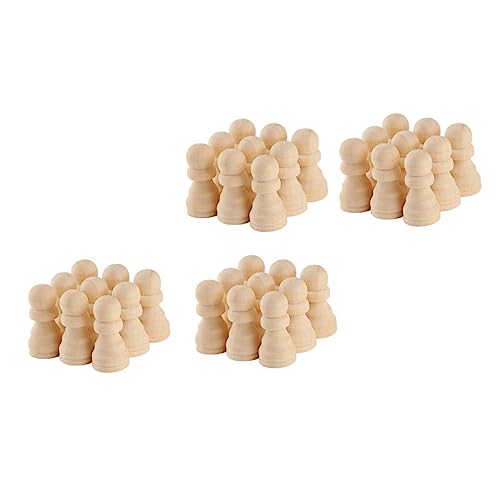 Kisangel 50 Stück Unbemalte Holz Schachfiguren DIY Bastelset Blanko Holzfiguren für Schachspiel Dekoration Holzkunst Handbemalbar Langlebig von Kisangel