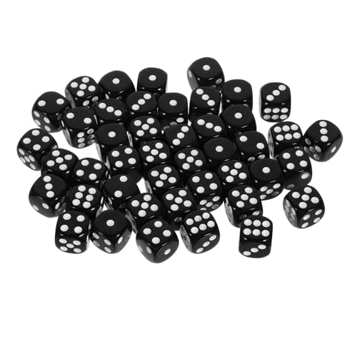 Kisangel 50 Stück Würfel -Brettspielzubehör Unterhaltungswürfel Acryl-Spielrequisite Spielrequisiten Würfelspielzeug aus Acryl mehrseitige Würfel Requisitenwürfel Black von Kisangel
