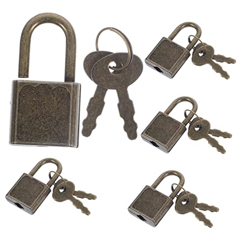 Kisangel 5Er-Set-Box Kleines Sperrspielzeugzubehör Kind kleine Schlösser mit sperren Schlüsselschloss Schatz Retro-Vorhängeschloss mit Schlüssel verriegeln Plastik von Kisangel